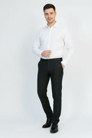 Dark Anthracite Micro Pattern Slim Fit Dress Pants – Wessi
