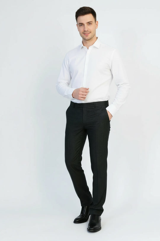 Dark Anthracite Micro Pattern Slim Fit Dress Pants – Wessi