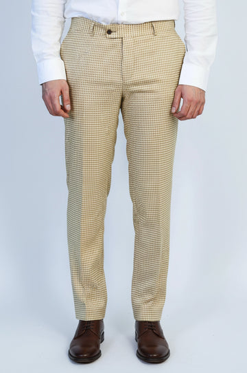 Beige Micro Pattern Slim Fit Dress Pants – Wessi
