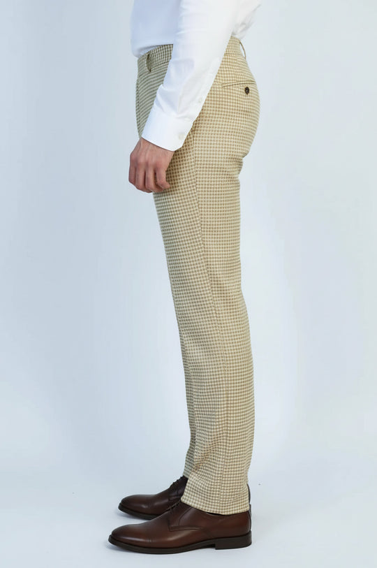 Beige Micro Pattern Slim Fit Dress Pants – Wessi