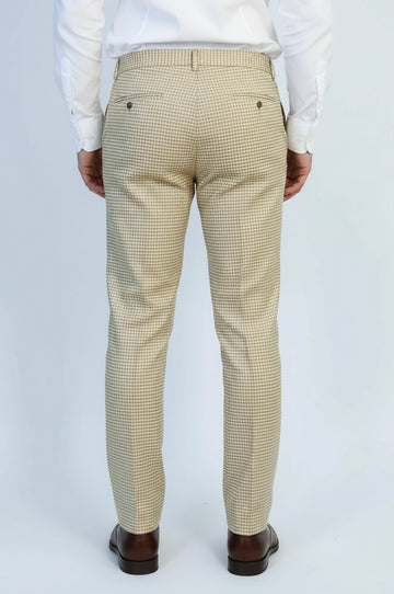 Beige Micro Pattern Slim Fit Dress Pants – Wessi