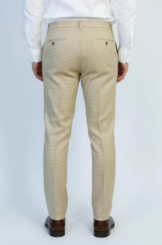 Beige Micro Pattern Slim Fit Dress Pants – Wessi