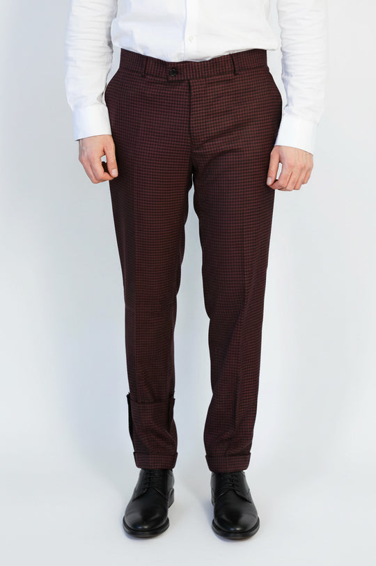 Dark Burgundy Micro Pattern Slim Fit Dress Pants – Wessi