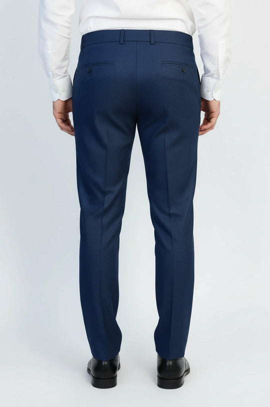 Navy Micro Pattern Slim Fit Dress Pants – Wessi