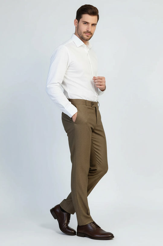 Brown Micro Pattern Slim Fit Dress Pants – Wessi