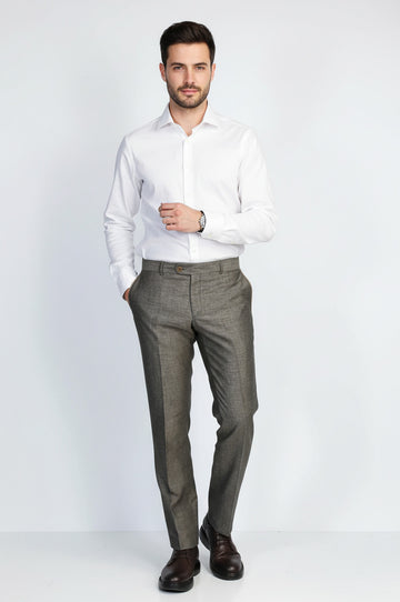 Black Textured Slim Fit Dress Trousers – Wessi