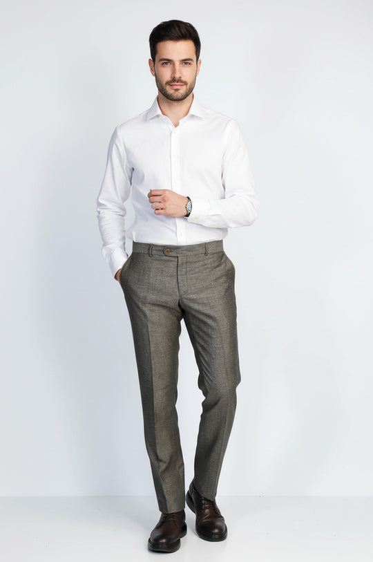 Black Textured Slim Fit Dress Trousers – Wessi