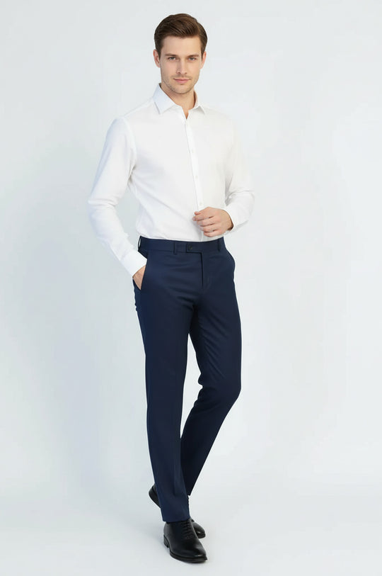 Dark Navy Plain Fabric Trousers – Wessi