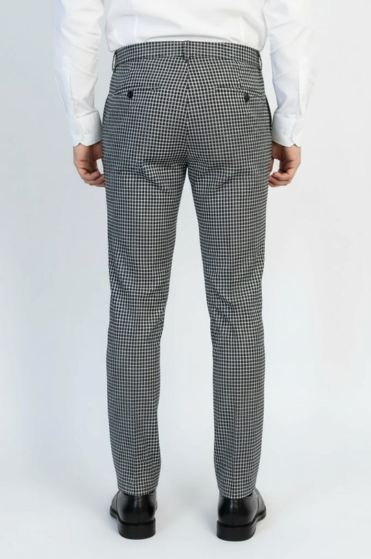 Black & White Checkered Fabric Trousers – Wessi