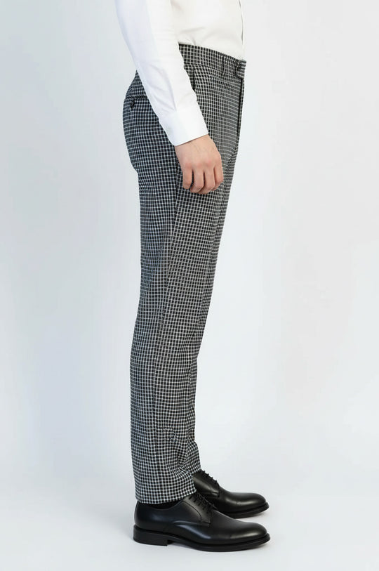 Black & White Checkered Fabric Trousers – Wessi