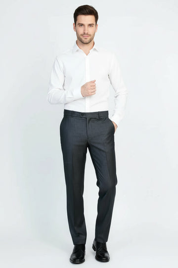 Anthracite  Slim Fit Classic Cut Dress Trousers – Wessi