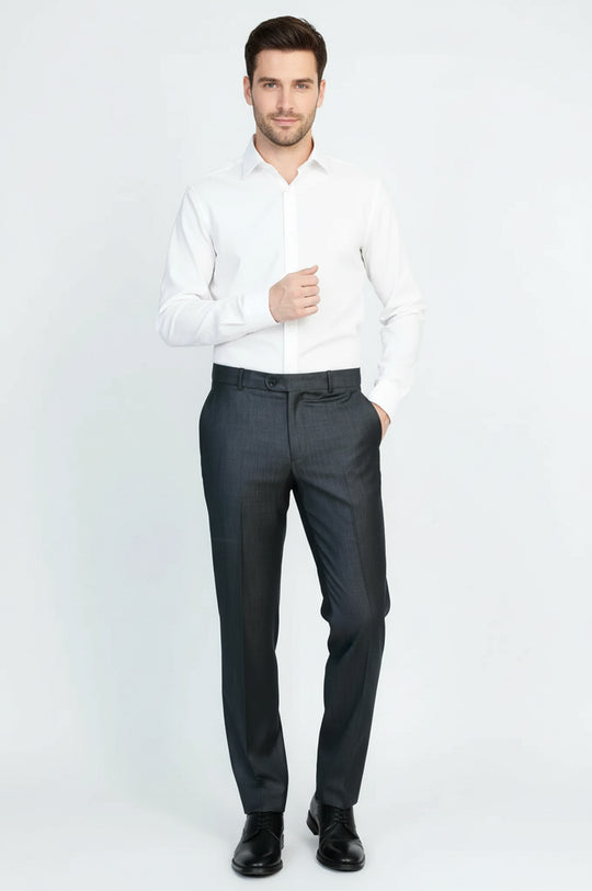 Anthracite  Slim Fit Classic Cut Dress Trousers – Wessi