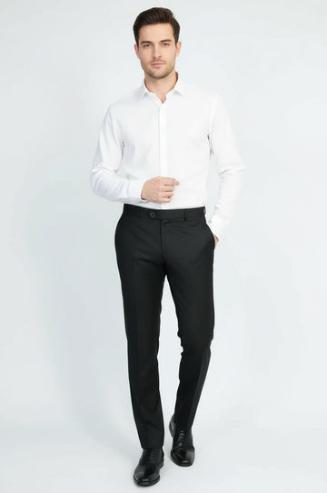 Black Slim Fit Classic Cut Dress Trousers – Wessi