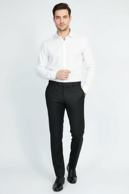 Black Slim Fit Classic Cut Dress Trousers – Wessi