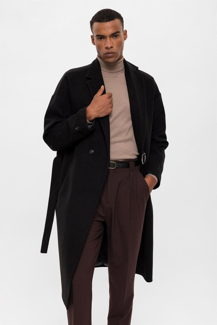 Belted Oversize Men's Coat - Wessi