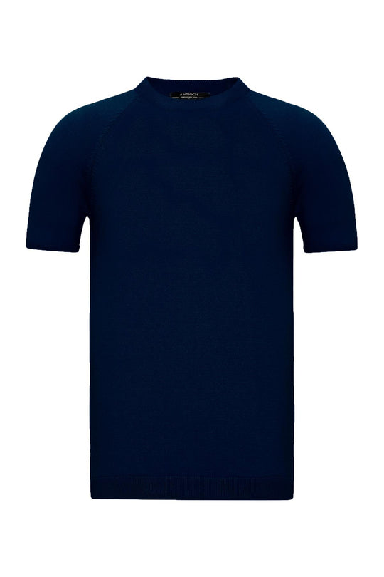 T-Shirt Tricot Col Rond Homme Bleu Marine Marine - Wessi