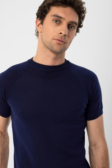 T-Shirt Tricot Col Rond Homme Bleu Marine Marine - Wessi