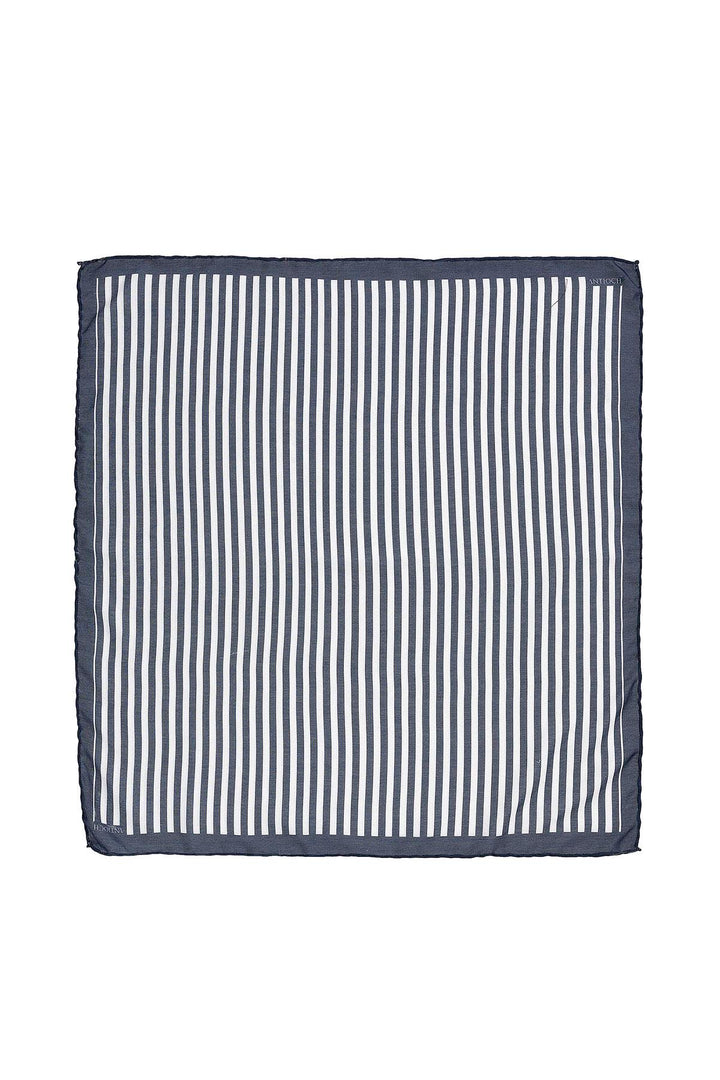 Men's Navy Blue Navy Striped Scarf - Wessi