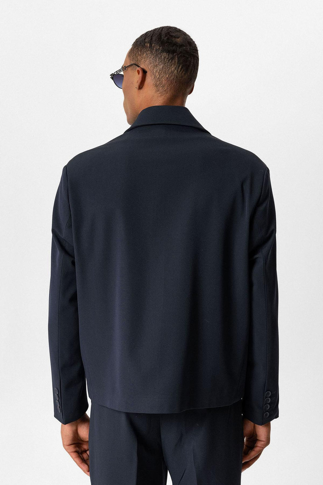 Navy Crop Fit Men's Blazer Jacket - Wessi