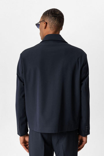 Navy Crop Fit Men's Blazer Jacket - Wessi