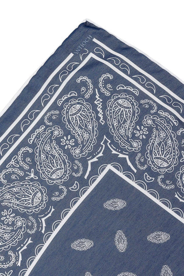 Echarpe Homme Bleu Marine Coin Marine à Motifs Ethnique - Wessi