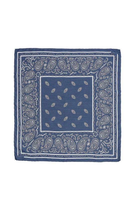 Echarpe Homme Bleu Marine Coin Marine à Motifs Ethnique - Wessi