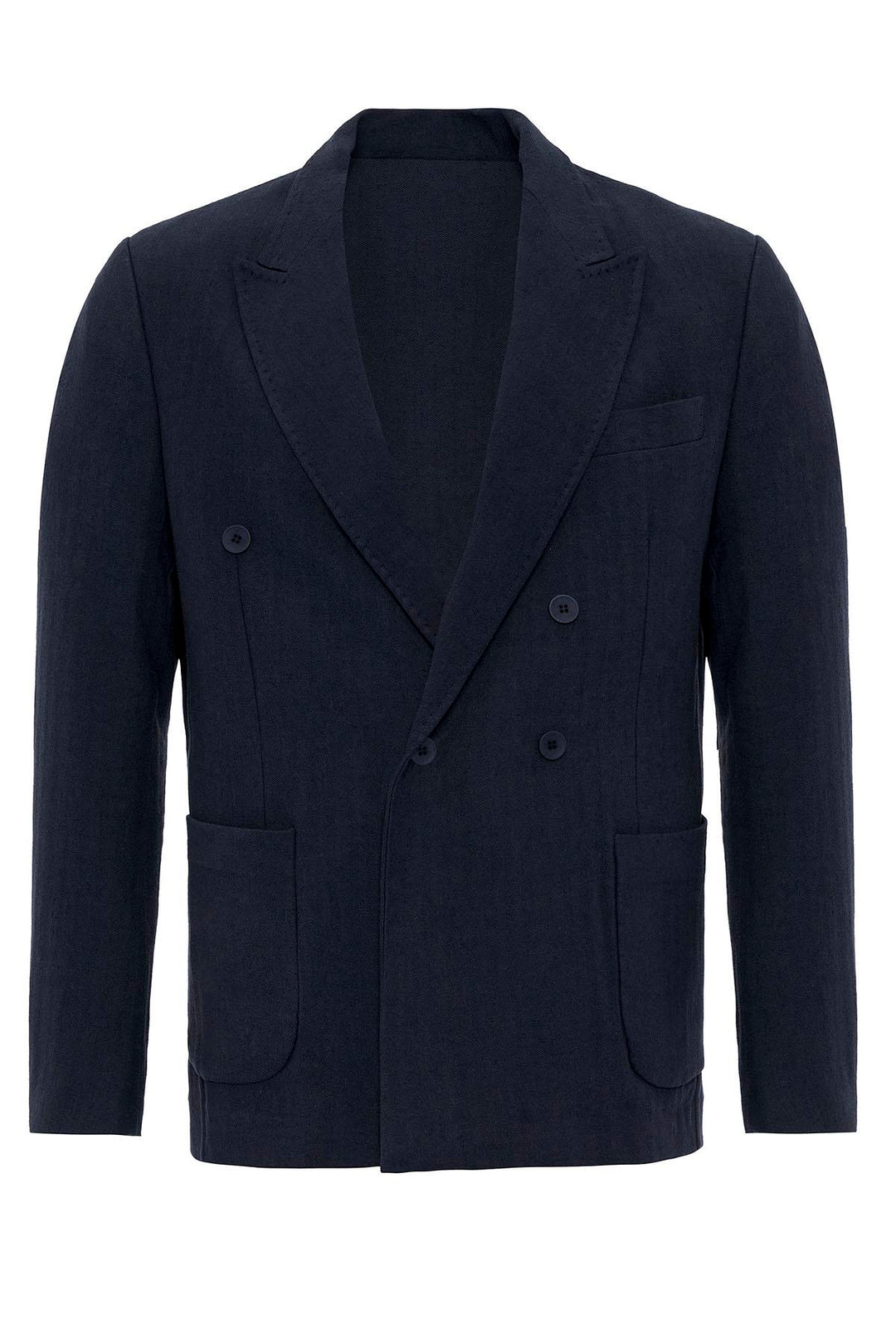 Giacca da uomo in misto lino doppiopetto blu navy blu navy - Wessi