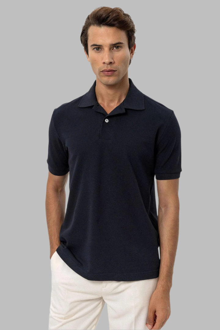Men's Navy Blue Navy Polo Neck T-Shirt - Wessi