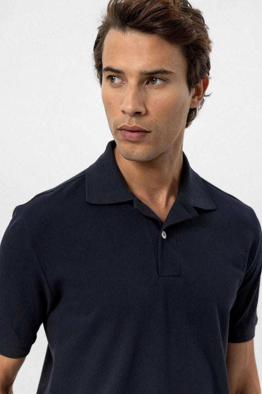 T-Shirt Col Polo Homme Bleu Marine Marine - Wessi
