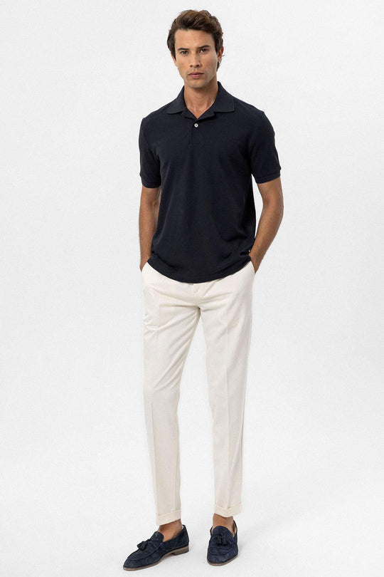 T-Shirt Col Polo Homme Bleu Marine Marine - Wessi