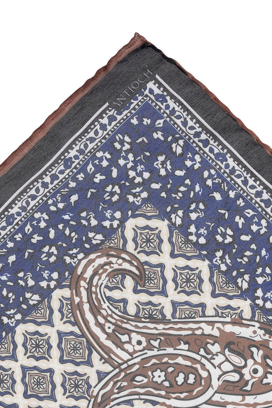 Echarpe Homme Bleu Marine Couleur Marine à Motifs Ethniques - Wessi