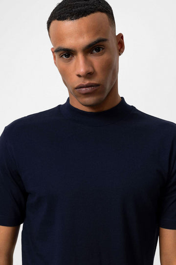 Men's Navy Blue Navy Slim Fit Basic T-Shirt - Wessi