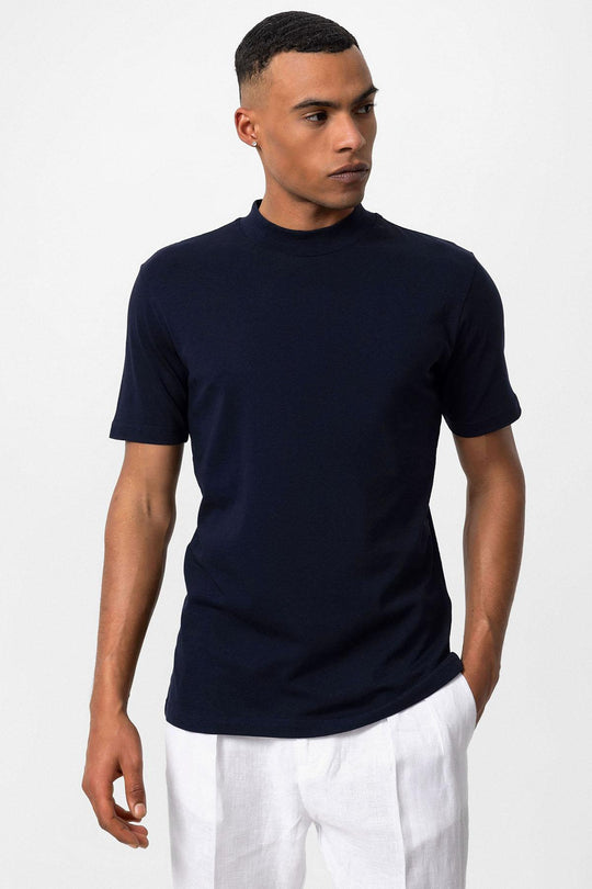 Men's Navy Blue Navy Slim Fit Basic T-Shirt - Wessi