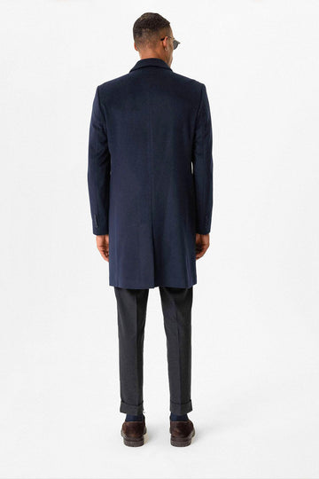 Пиджак мужской узкого кроя с вырезом-лацканом темно-синего цвета - Wessi