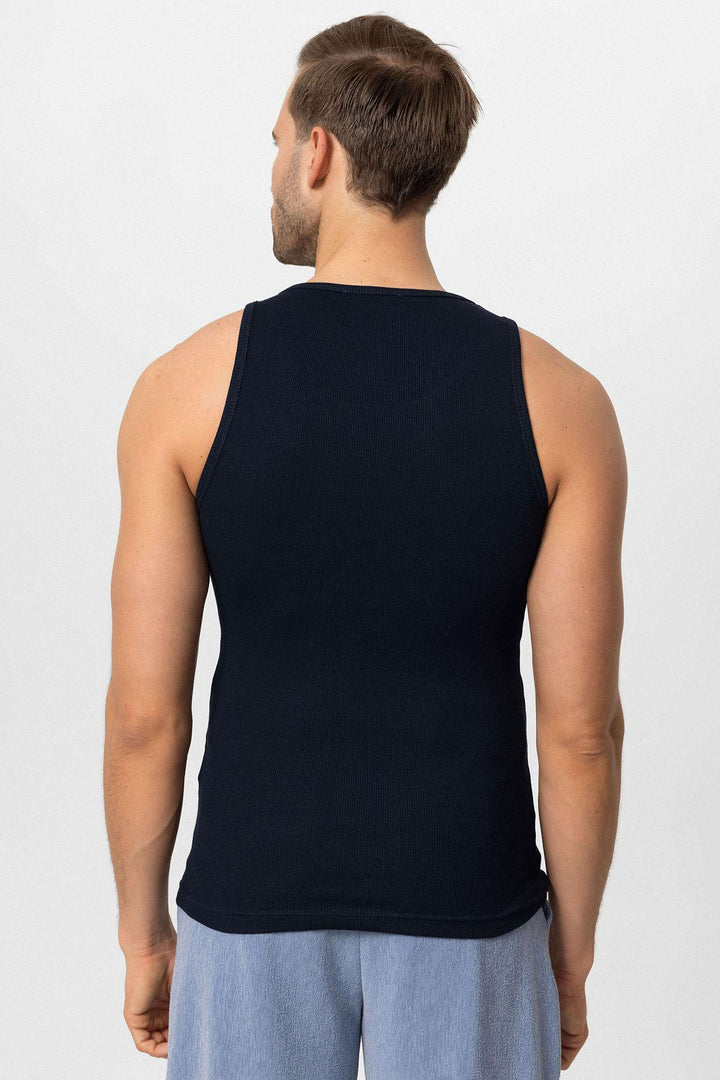 Men's Navy Blue Navy Slim Fit k Top - Wessi