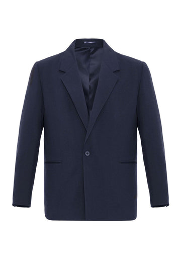 Blazer décontracté pour homme à bouton unique bleu marine - Wessi