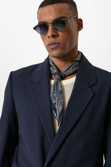 Blazer décontracté pour homme à bouton unique bleu marine - Wessi