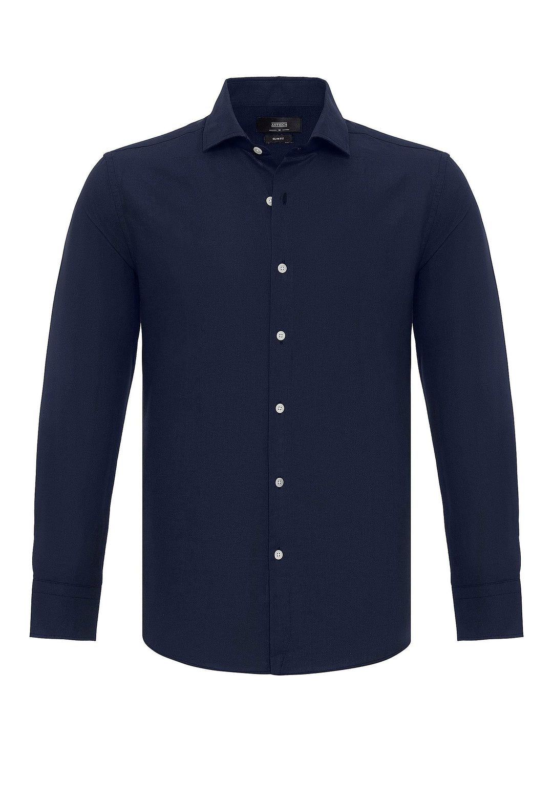 Темно-синий мужская рубашка с длинным рукавом Slim Fit - Wessi