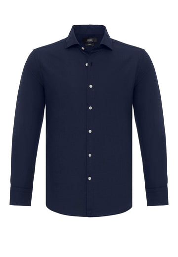 Navy Long-Sleeve Slim Fit Men's Shirt - Wessi