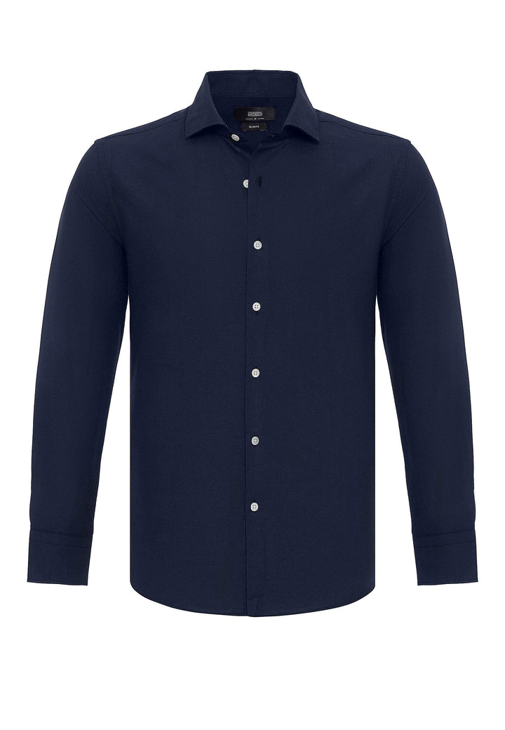 Темно-синий мужская рубашка с длинным рукавом Slim Fit - Wessi