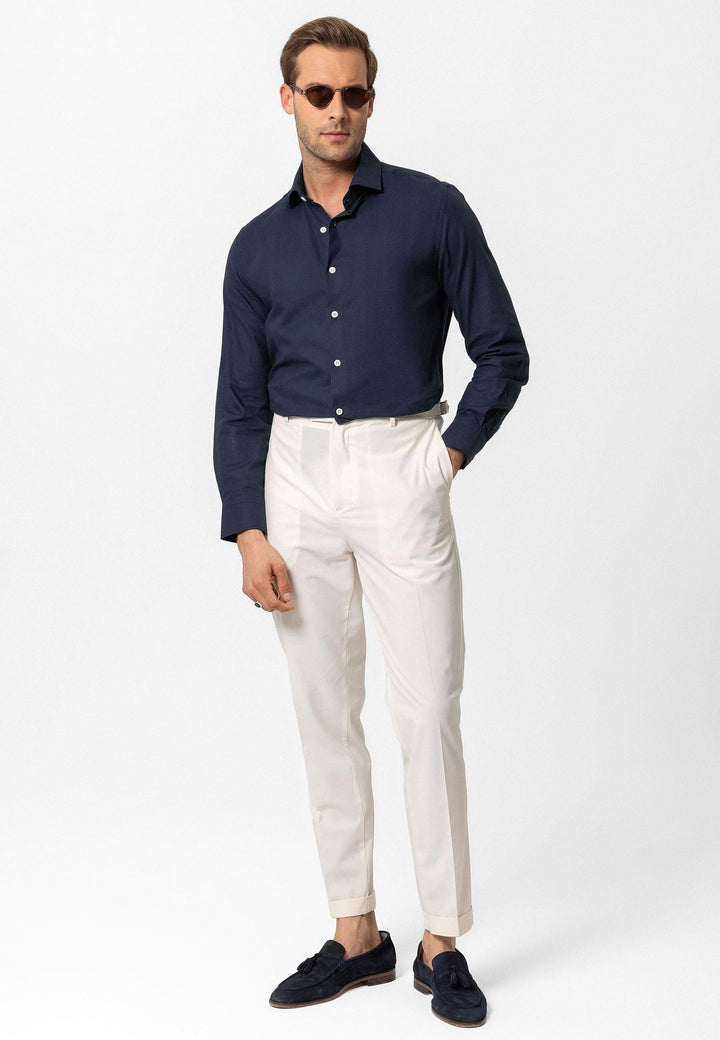 Темно-синий мужская рубашка с длинным рукавом Slim Fit - Wessi