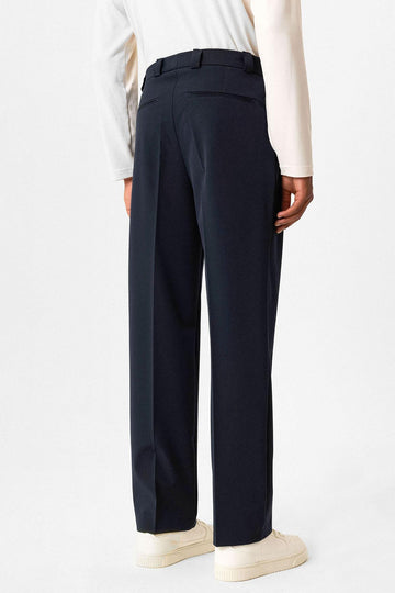 Pantalons baggy pour hommes à taille haute plissés et décontractés en Navy Blue - Wessi