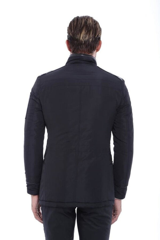 Chaqueta Acolchada Slim Fit Negra Modelada En Piel - Wessi