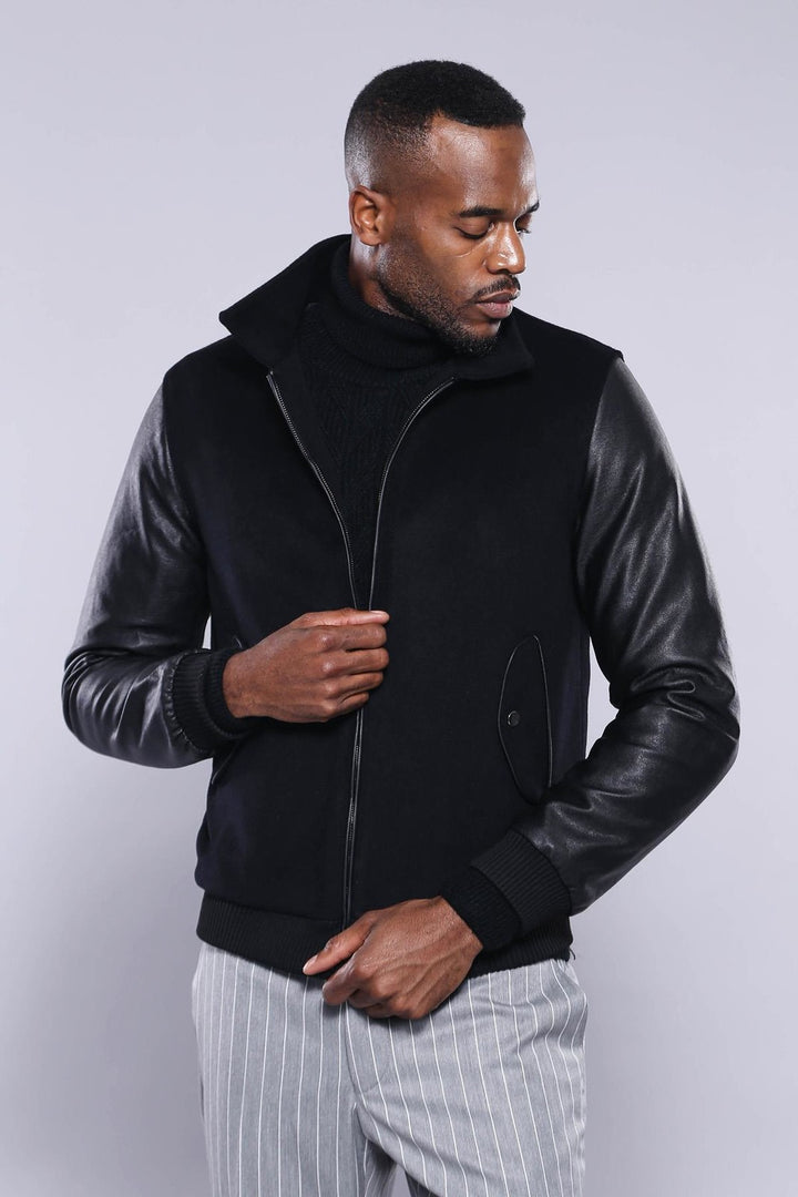 Leather Sleeve Black Cachet Coat | Wessi
