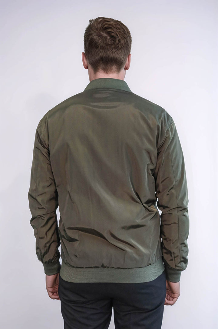 Zippered Flap Pockets Khaki Men Bomber Coat - Wessi