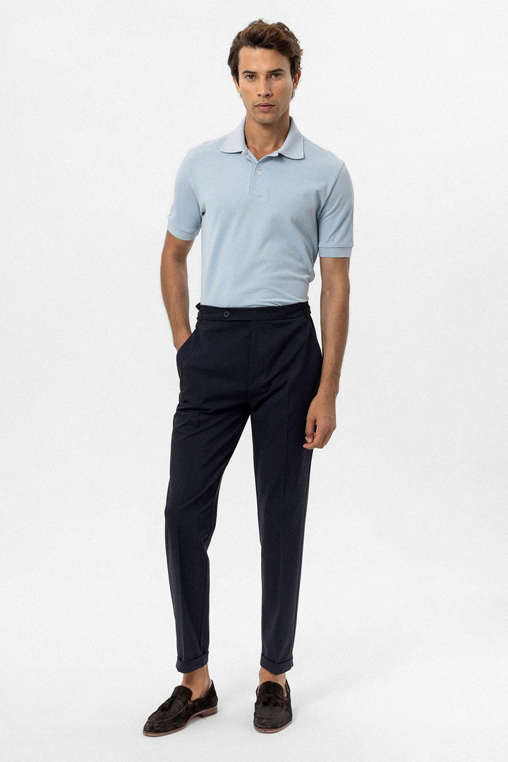 T-shirt col polo bleu pour homme - Wessi