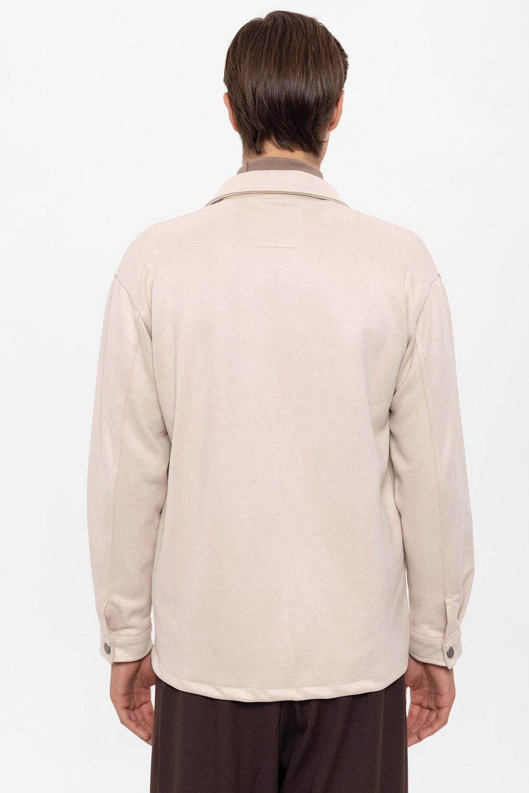 Men's Stone Suede Regular Fit  Shirt with Metal Buttons - Wessi