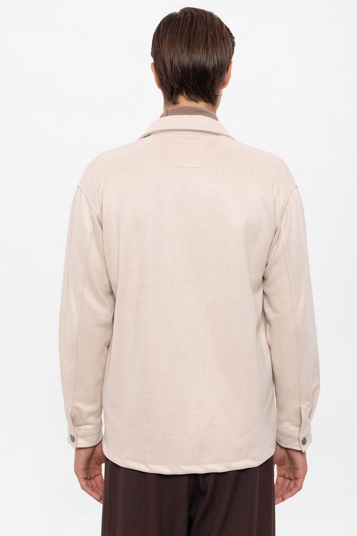 Men's Stone Suede Regular Fit  Shirt with Metal Buttons - Wessi