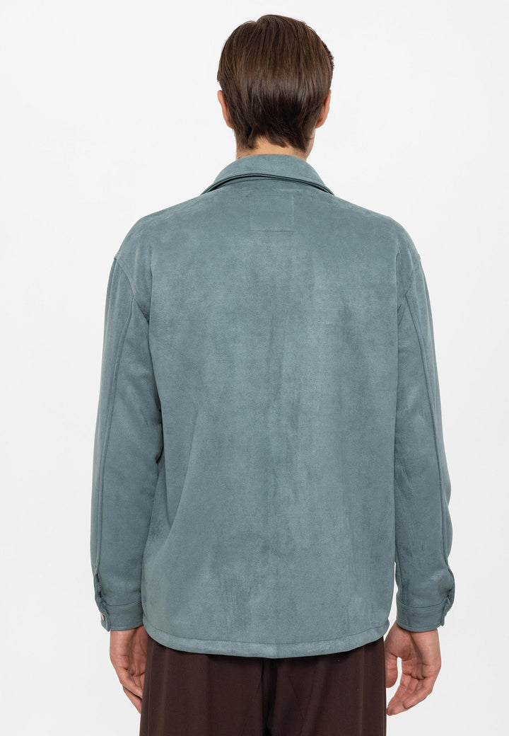 Men's Mint Suede Regular Fit  Shirt with Metal Buttons - Wessi