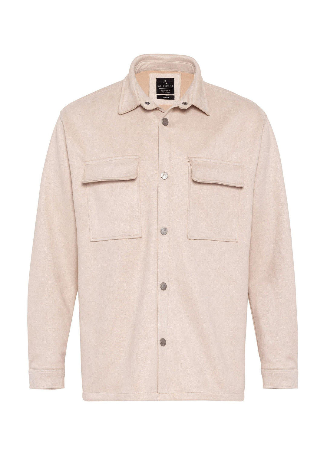 Men's Stone Suede Regular Fit  Shirt with Metal Buttons - Wessi